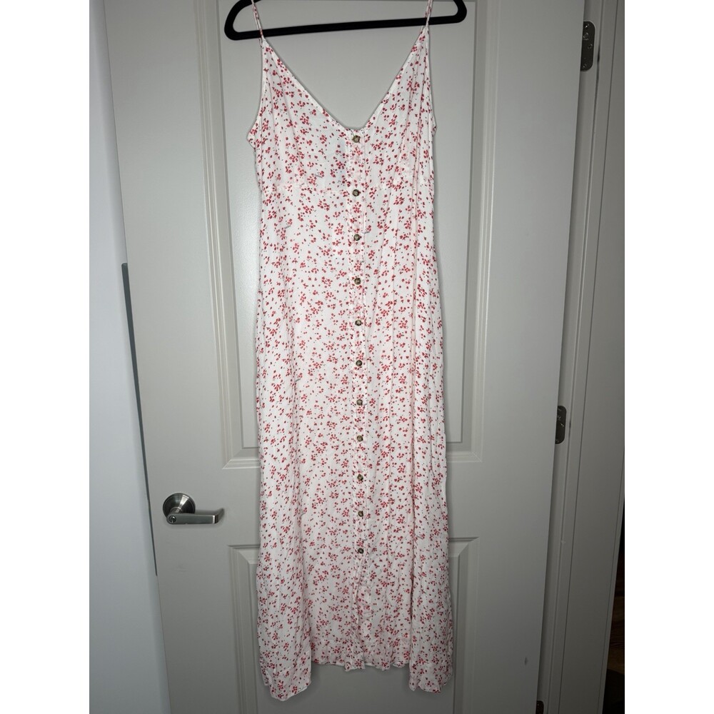 GANNI NWT Printed Georgette Maxi Dress 'Egret' Red Floral Size 42 US Large - Picture 3 of 13